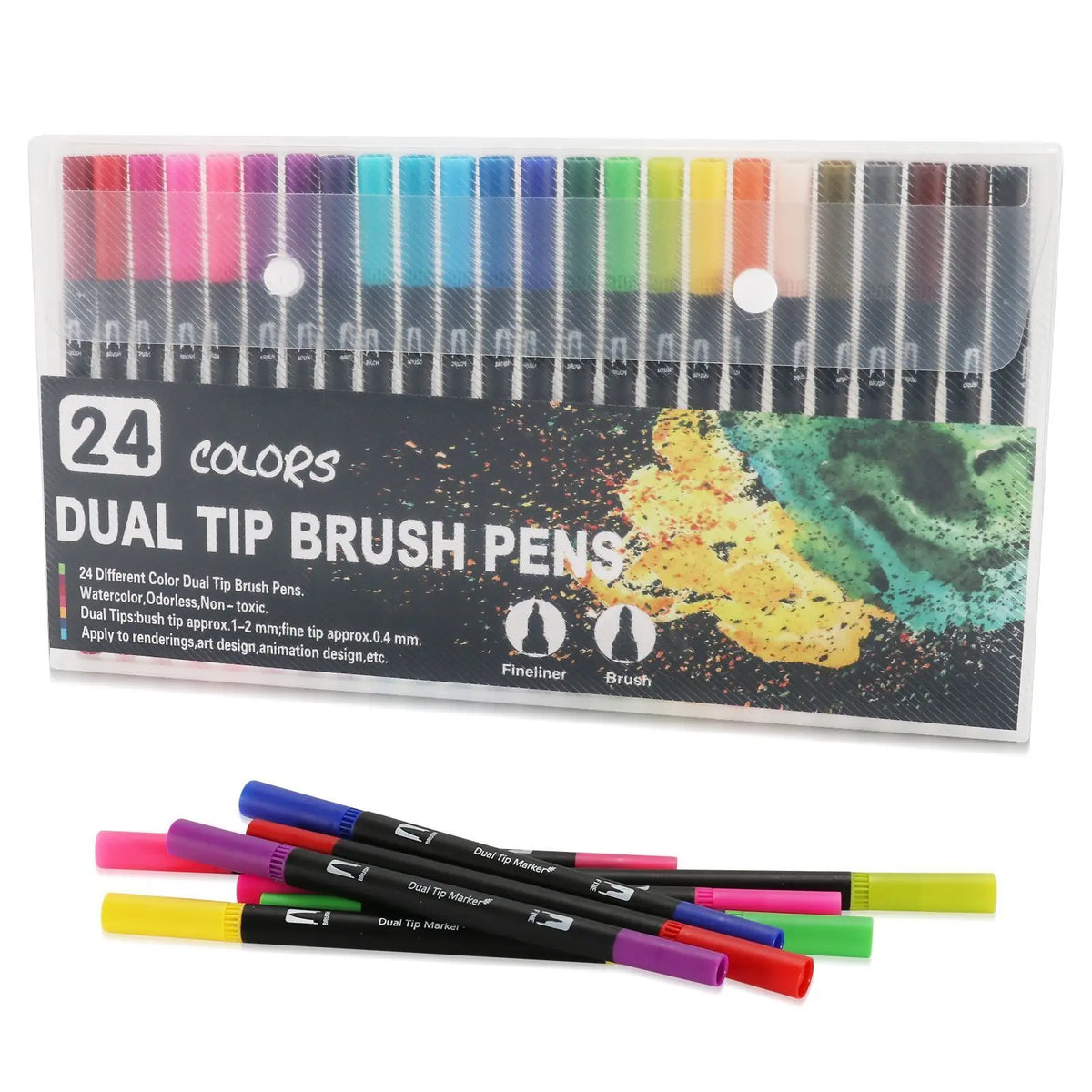 12–120 Colors Felt Tip Marker Set – Dual Brush Watercolor Pens for Drawing & Calligraphy