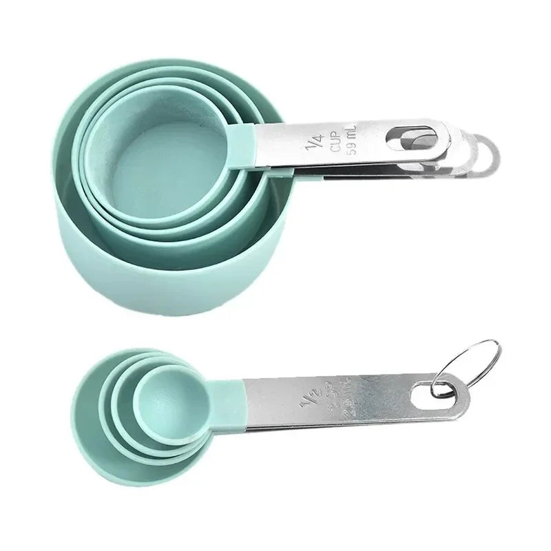 8PCS Stainless Steel Measuring Cups and Spoons Set – Accurate Kitchen Measuring Tools with Engraved Scale for Baking & Cooking
