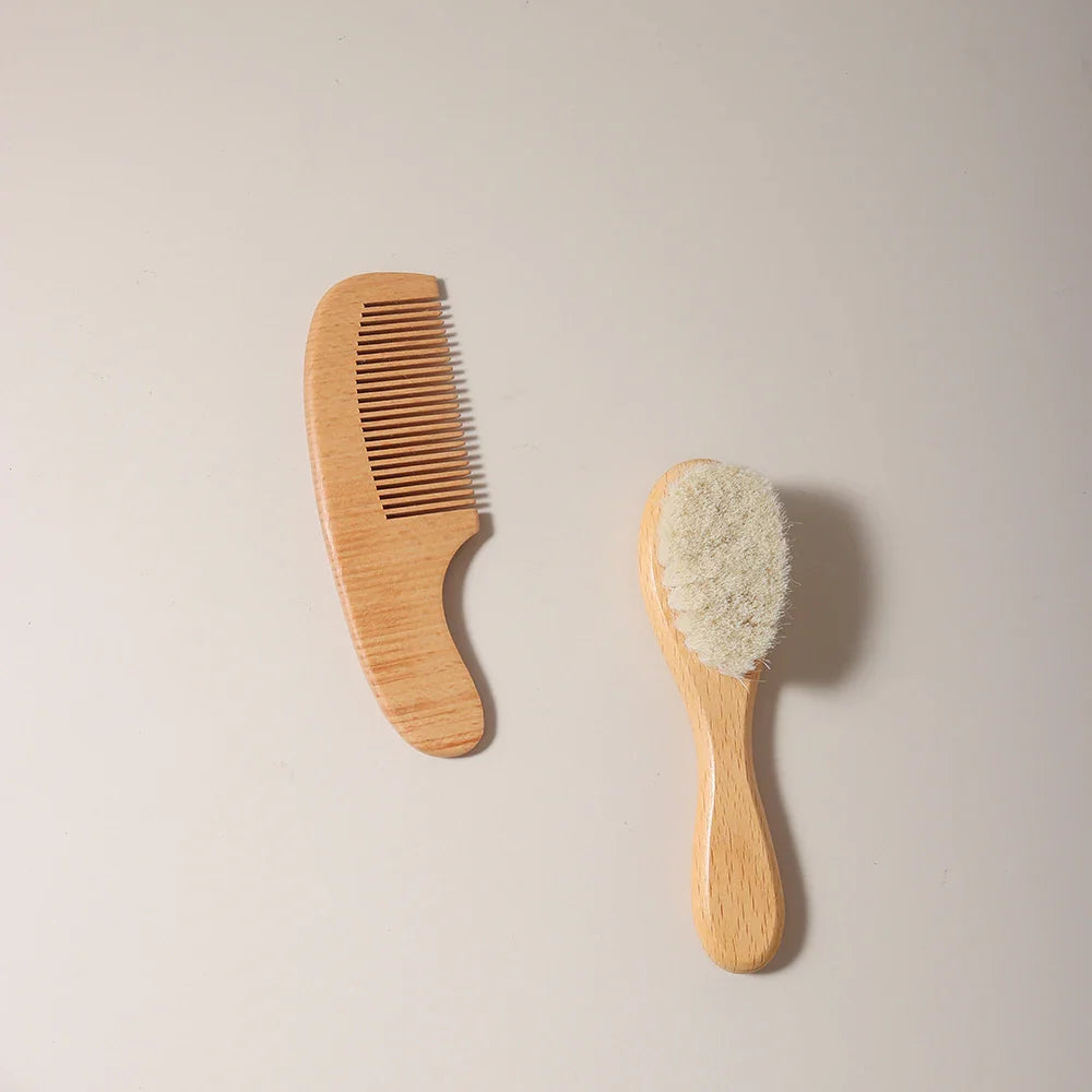 2pcs comb and brush set baby care beech wood brush and comb gift set TG183