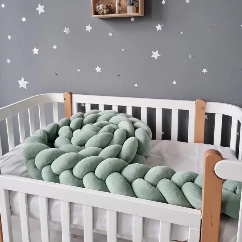 1–4M Braided Crib Bumper – Soft Baby Bed Protector Pillow for Infant Cradle & Nursery Decor