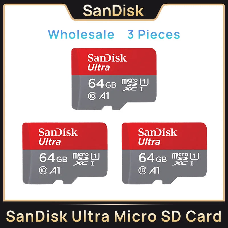 100% Original SanDisk Micro tf Card 256GB 128GB 64GB 32GB A1 Class 10 Memory Card UHS-1 TF Flash Card for Samrtphone/PC