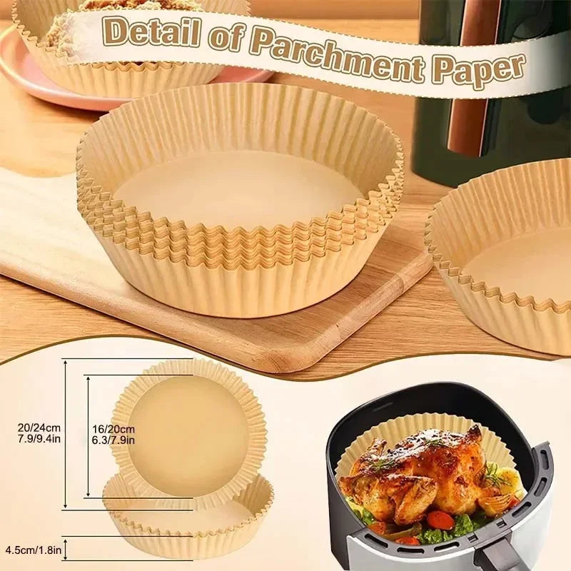 50/100PCS Air Fryer Silicone Oil Paper – Nonstick Liner Pad for Frying, Baking & Food Storage