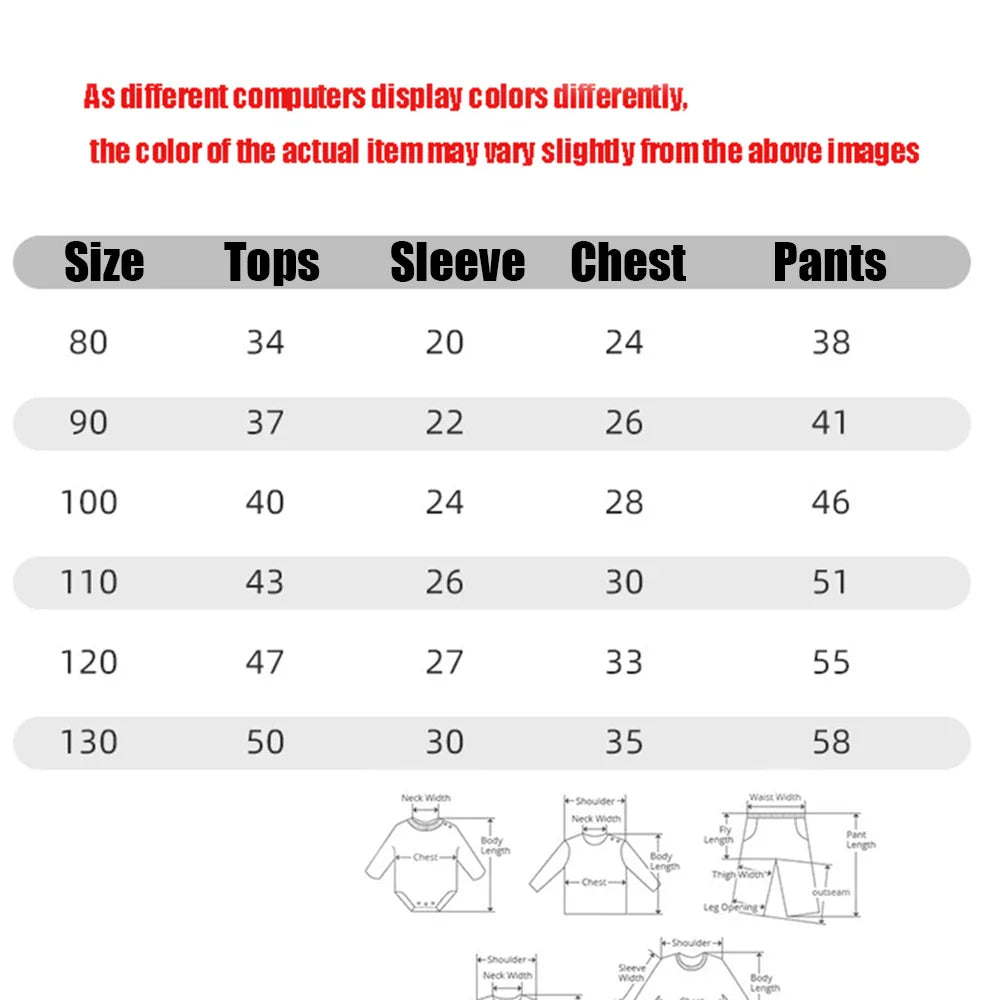 2PCS Baby Pajamas Set – Cotton Toddler Long Sleeve Cartoon Sleepwear for Boys & Girls