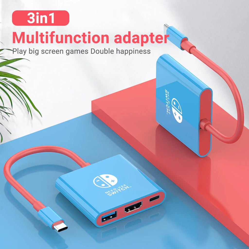 3-in-1 USB C to HDMI 4K HUB Type C Adapter Thunderbolt 3/4 100W PD USB 3.0 Docking Station for Switch MacBook Laptop Phone