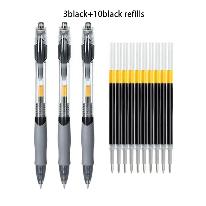 13/30pcs Retractable Gel Pens Set – Black, Red & Blue Ink Ballpoint Pens for School & Office Writing