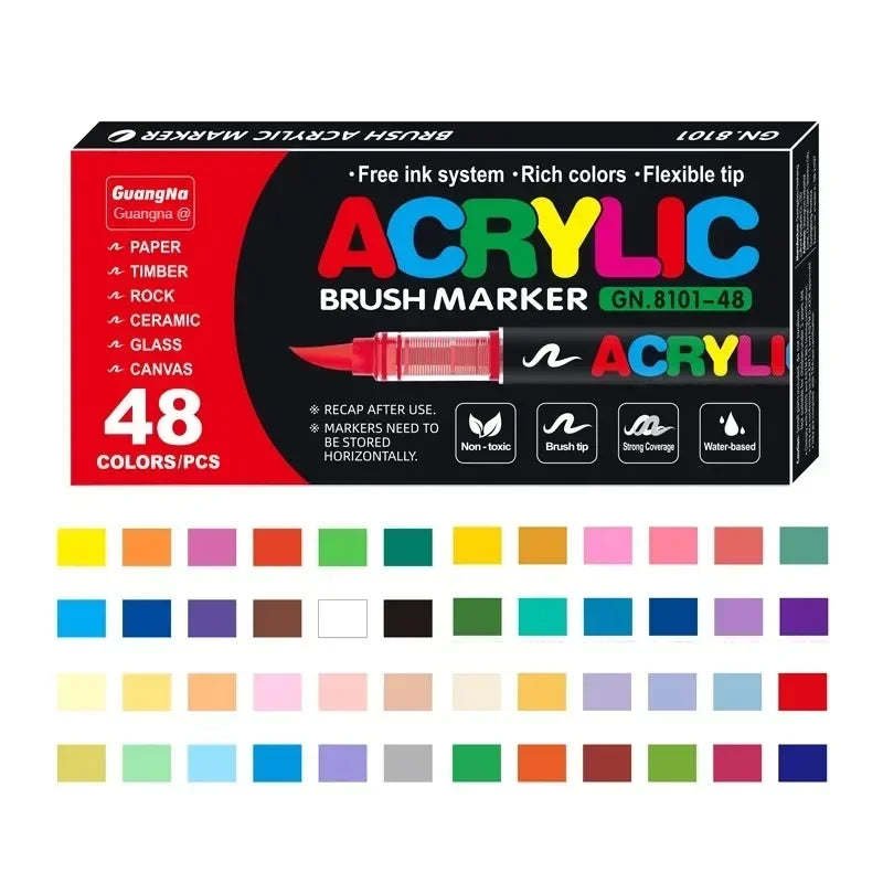 12-120 Colors Acrylic Paint Pens – Brush Tip Markers for Rock, Wood, Canvas & DIY Crafts