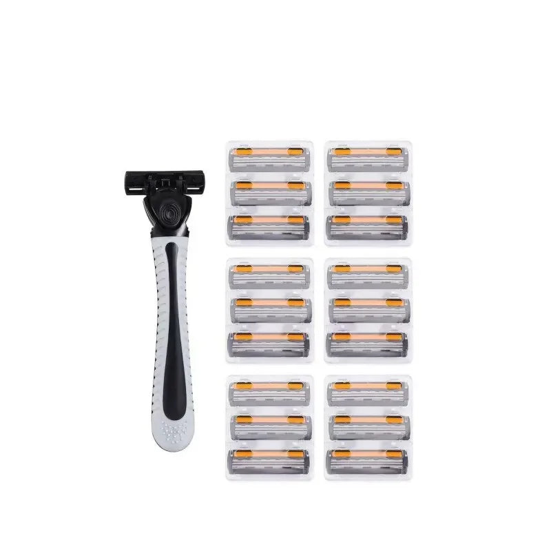 3-Layer Reusable Razor – Multi-Tool Shaving System with 18 Blades