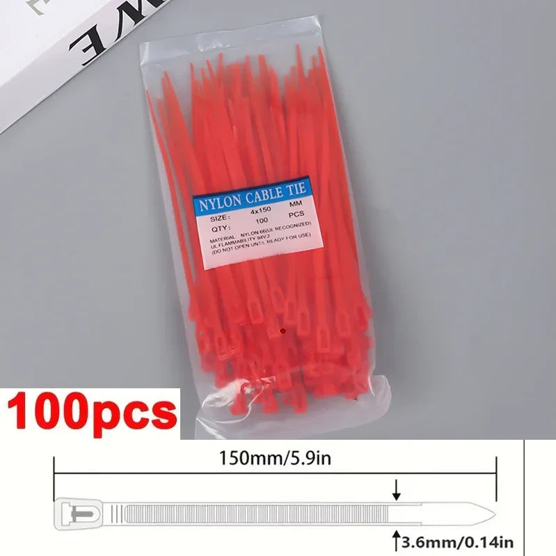 100Pcs Reusable Nylon Cable Ties – Heavy-Duty Locking Straps for Home, Office & Cable Management