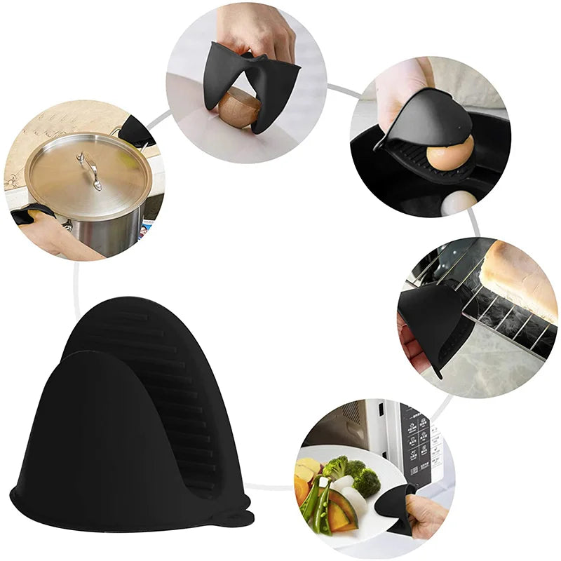 2Pcs Thick Silicone Oven Mitts – Heat Resistant, Non-Slip Anti-Scalding Pot Holders for Cooking & Baking