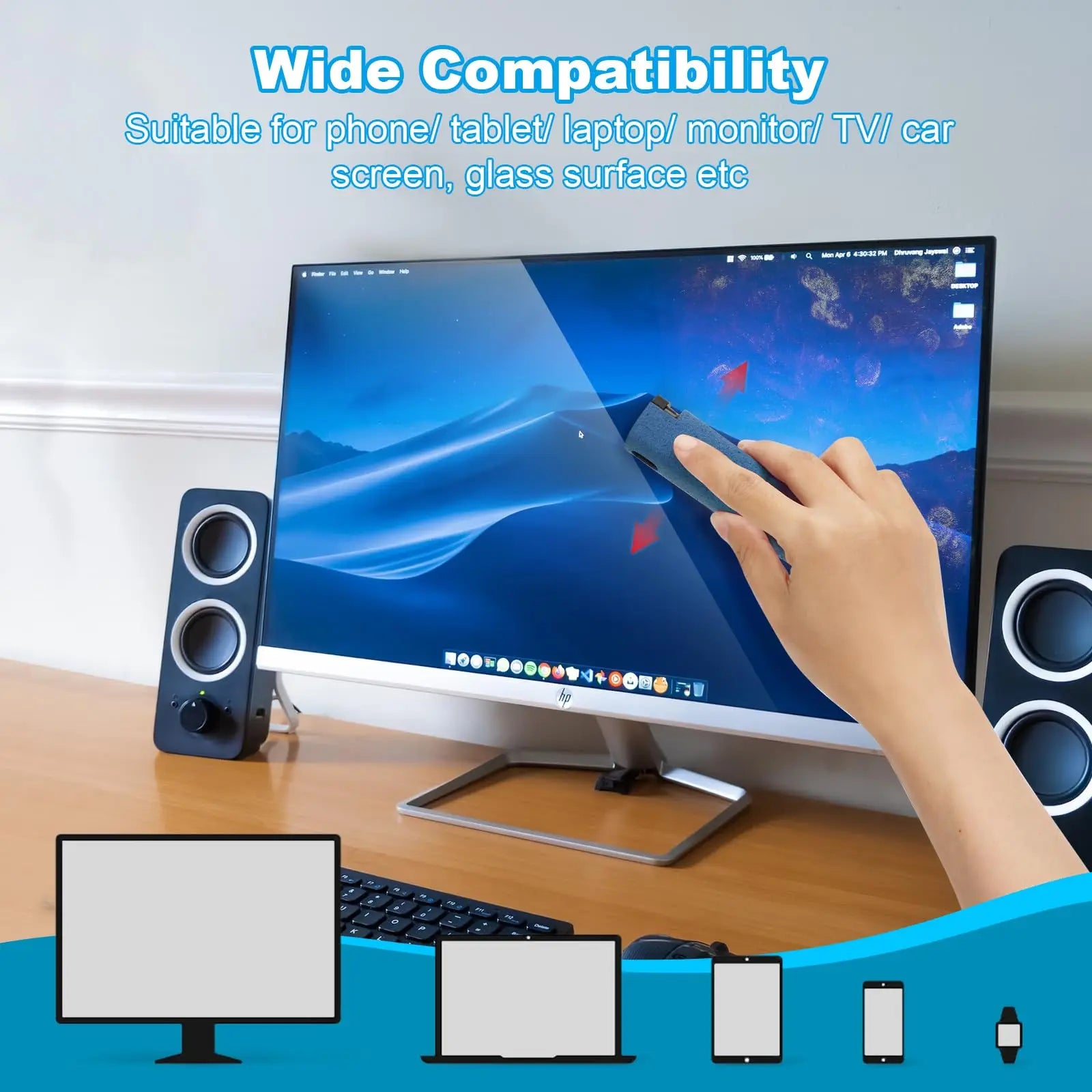 3-in-1 Screen Cleaner – Touchscreen Mist Spray with Microfiber Cloth & Portable Fingerprint-Proof Bottle