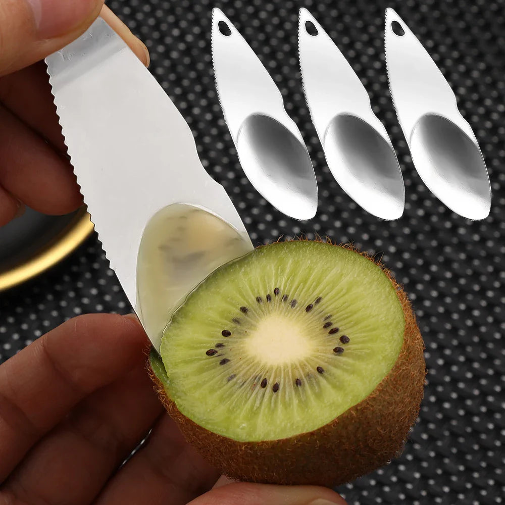 12/6/3pcs Stainless Steel Kiwi Peeler & Fruit Scooper – Serrated Peeling Knife & Cutter