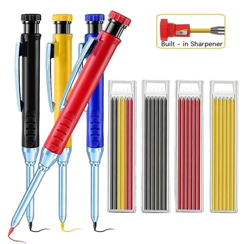 2.8mm Solid Mechanical Carpenter Pencil – Woodworking Construction Pencil with Built-In Sharpener