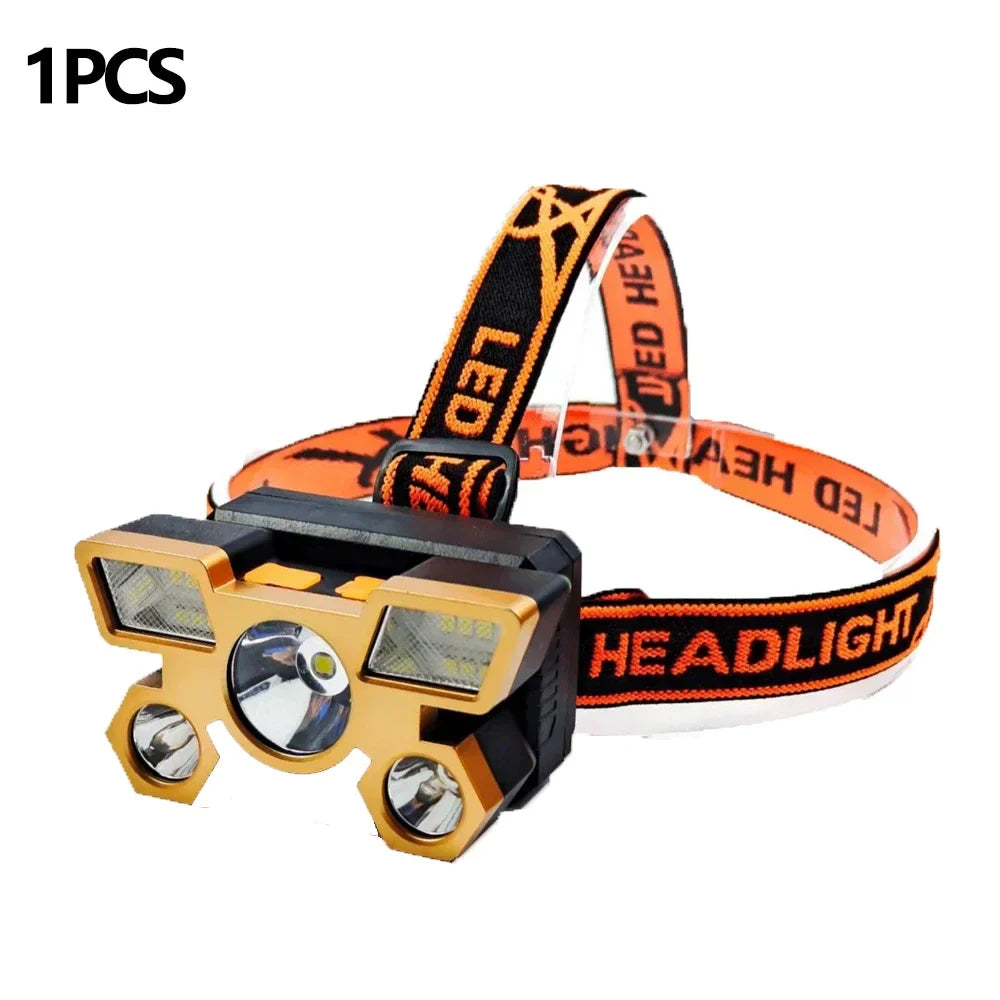 5LED USB Headset Flashlight – High-Brightness Rechargeable Headlamp for Outdoor, Fishing & Household Use