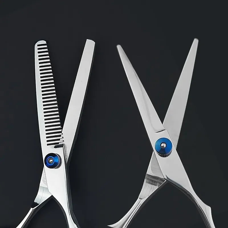 6.0" Japanese Steel Hairdressing Scissors – Barber-Grade Cutting & Thinning Shears with Razor Comb Set