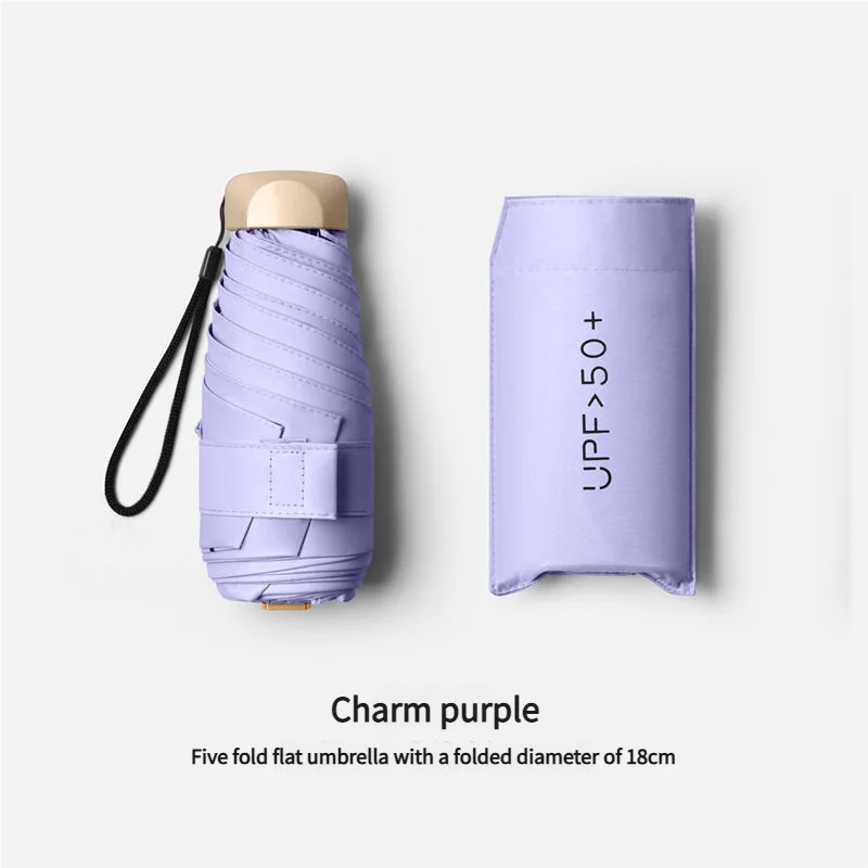 55% Off Mini Sun Umbrella Small Pocket Rain Umbrella Vinyl Folding UV Ultraviolet Protection Sun Shade Pocket Parasol Capsule
