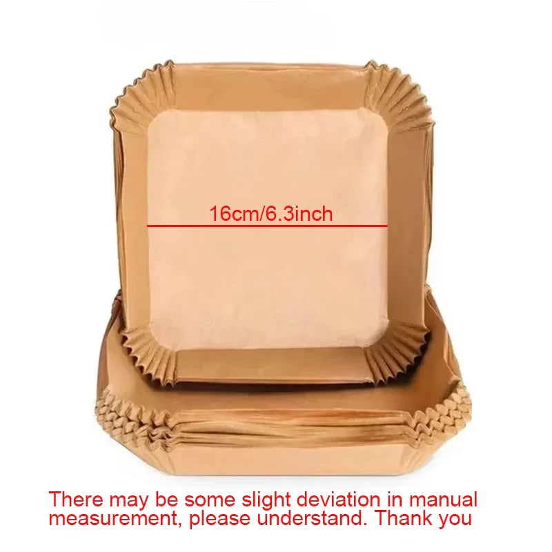 50/100PCS Air Fryer Special Paper Tray Household High Temperature Resistant Oil Absorbing Paper Pad Square Baking Paper Kitchen