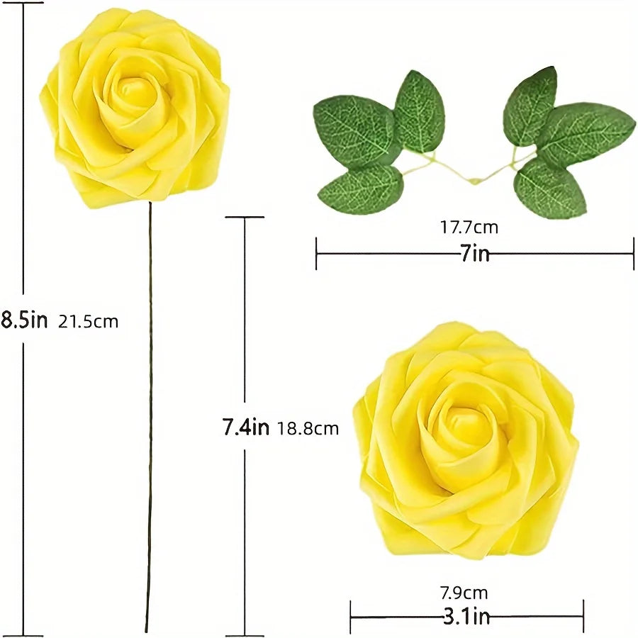 25pcs Artificial Roses with Stems – Fake Flowers for DIY Wedding Bouquets, Centerpieces & Home Decorations