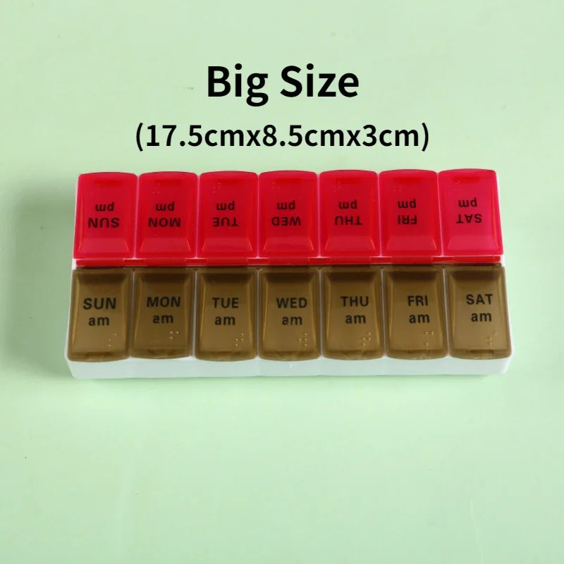 7-Day Travel Pill Organizer – Portable Weekly Pill Case with 14 Grids for Vitamins & Medications