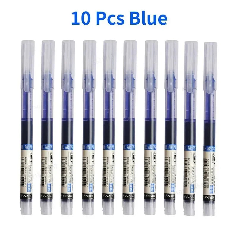 10Pcs Needle-Type Gel Pens – 0.5mm Liquid Ballpoint Pens for School, Office & Creative Writing