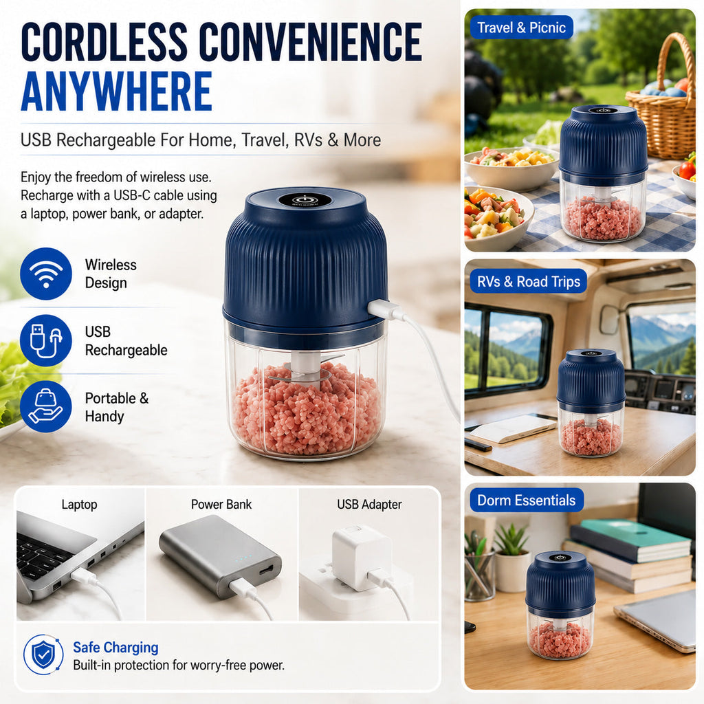 Wireless Mini Food Chopper with USB Charging
