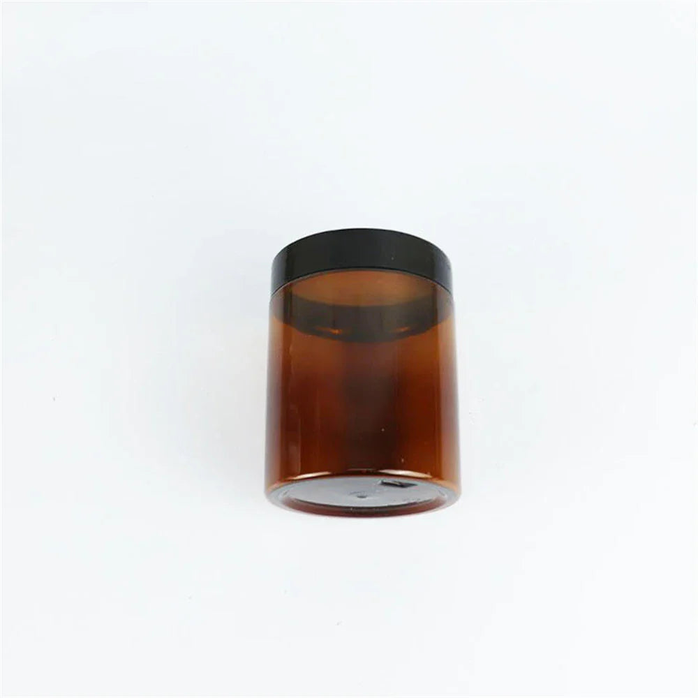 12PCS Amber Cosmetic Jar Set – 50ml to 250ml Refillable Face Cream Containers with Black Lids