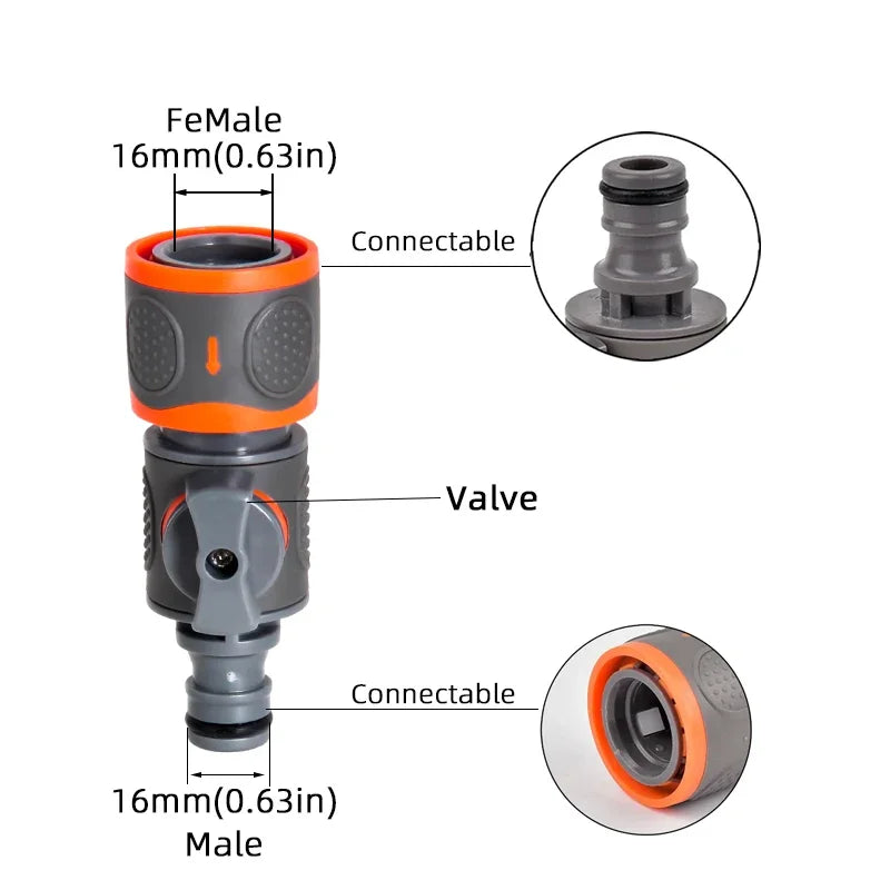 1/2" 3/4" 1 Inch Garden Hose Quick Connector Stopwater Connector Garden Tap Water Gun Coupler Watering Pipe Fitting