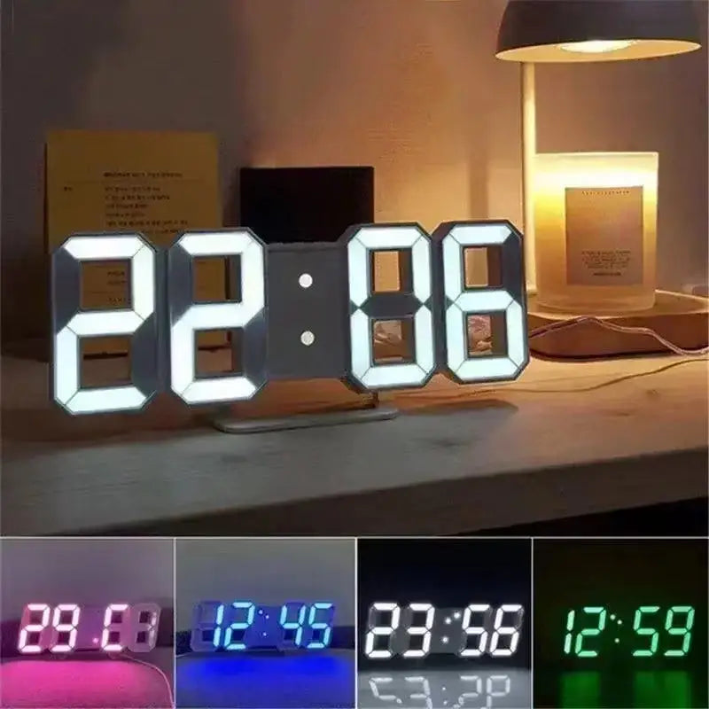 3D Digital Wall Clock Decoration – LED Electronic Clock with Glow Night Mode & Adjustable Settings for Home & Living Room Decor