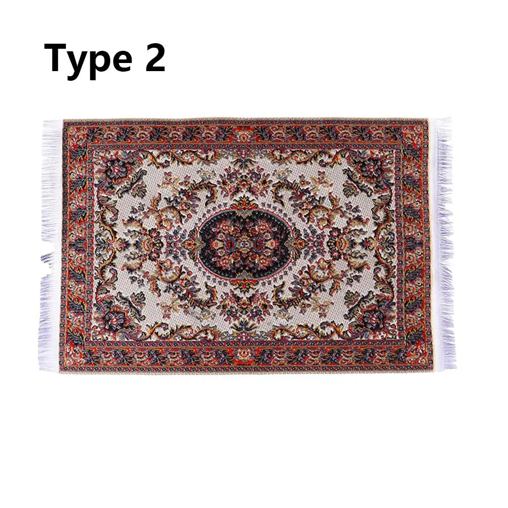 1:12 Scale Turkish Style Dollhouse Carpet – Miniature Weaving Rug for Doll Accessories & Mini House Decor