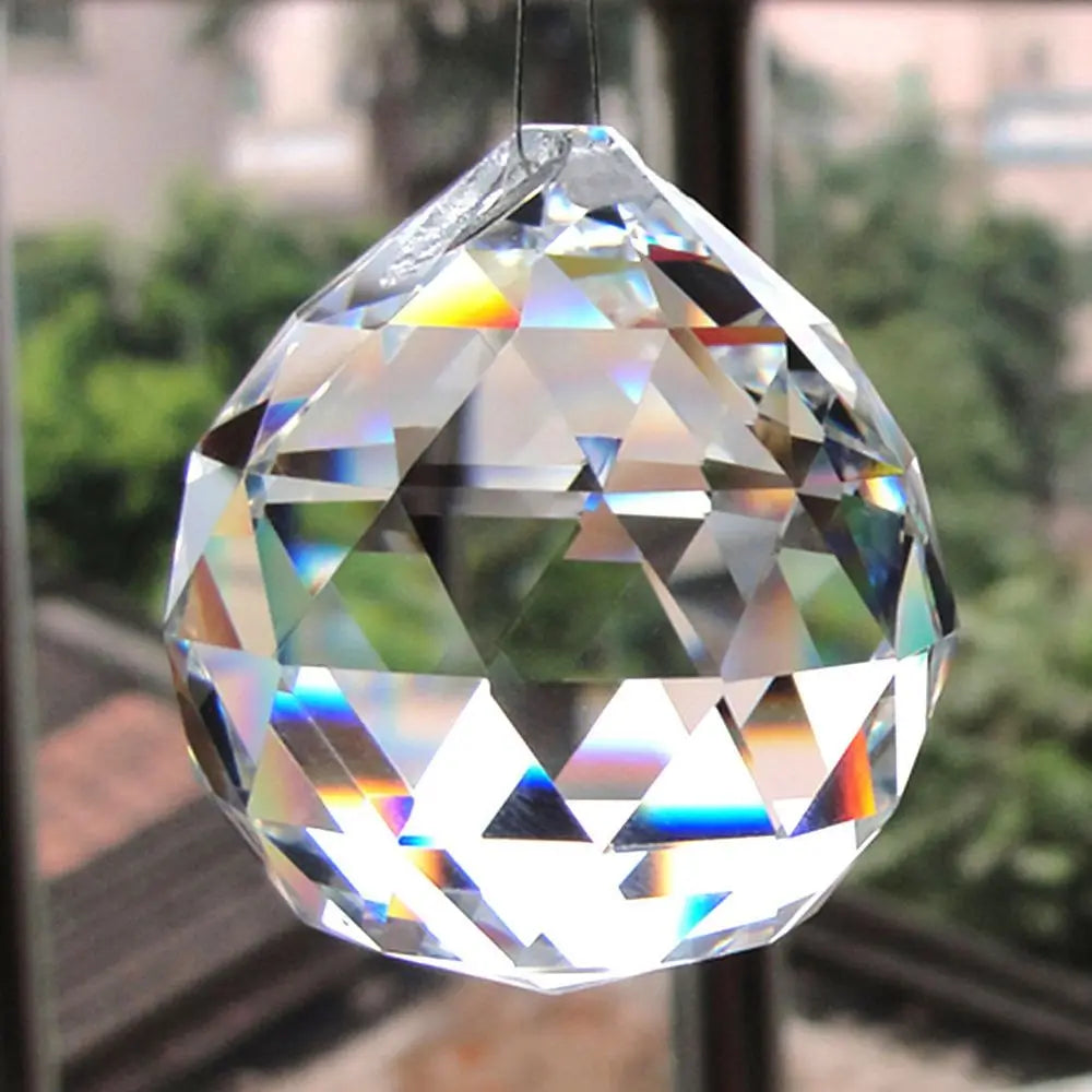 1Pc Clear Crystal Feng Shui Ball – Sun Catcher Prism Ornament for Home, Party & Wedding Décor (20–50mm)