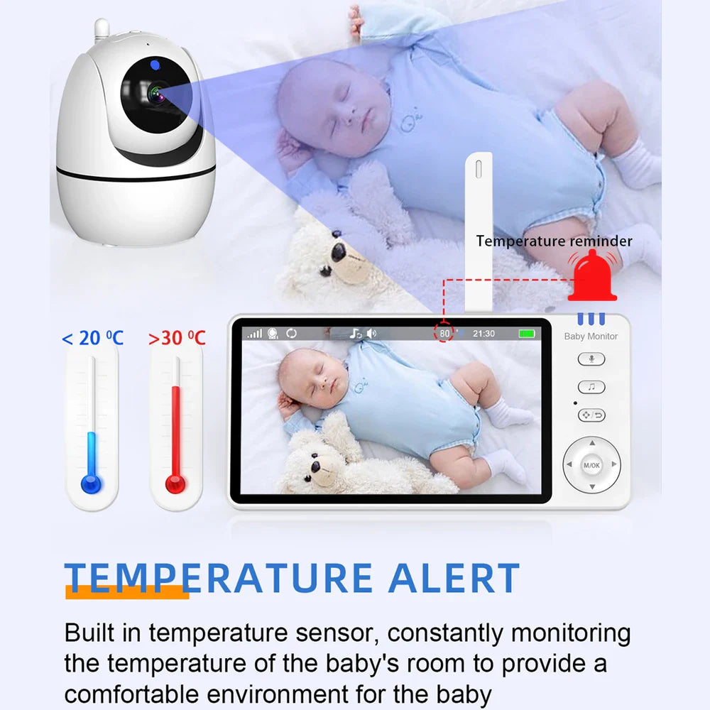 5.0 Inch Video Baby Monitor with Pan Tilt Camera – Wireless Two-Way Audio, Night Vision & VOX Alert