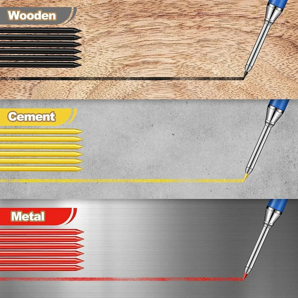 2.8mm Solid Mechanical Carpenter Pencil – Woodworking Construction Pencil with Built-In Sharpener