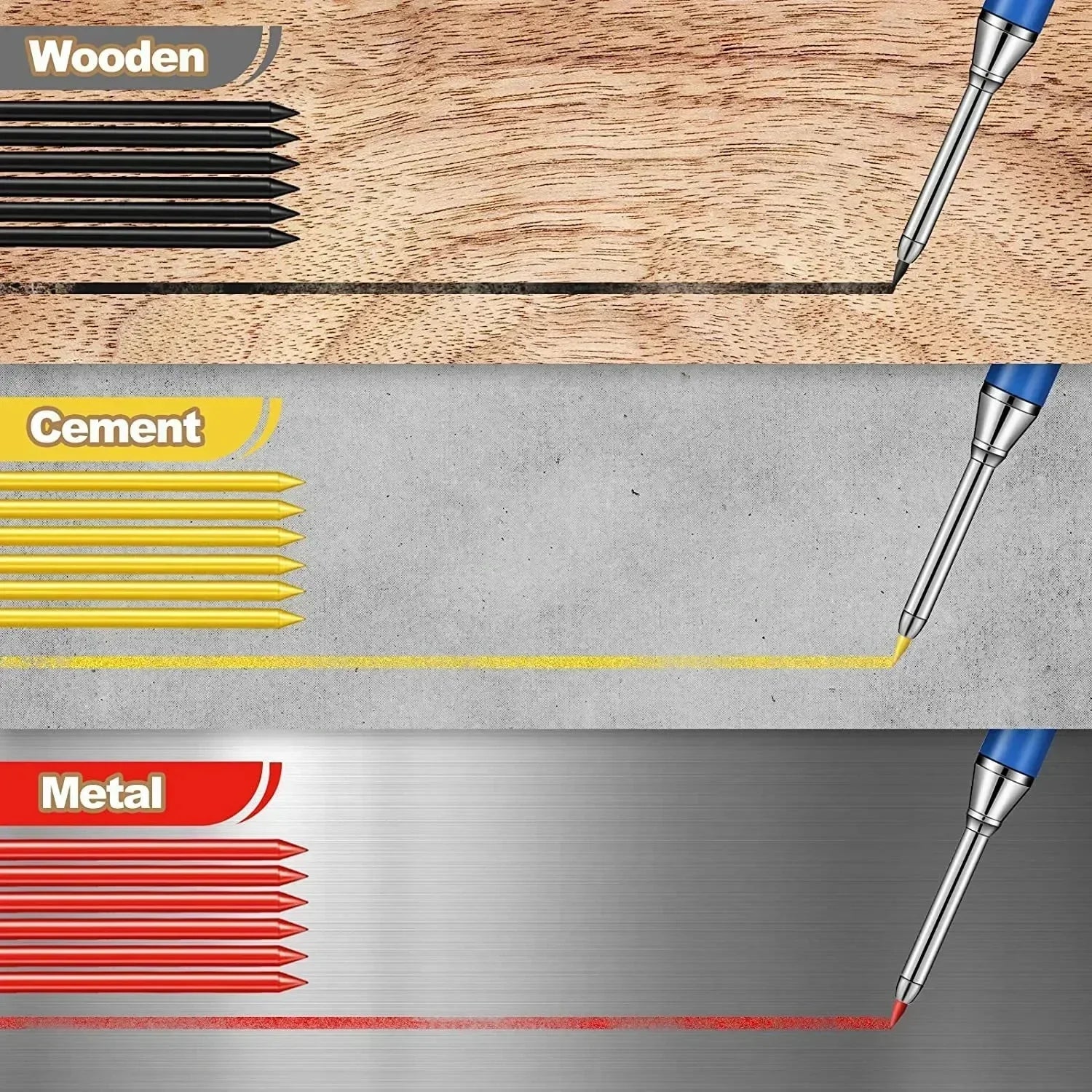 2.8mm Solid Mechanical Carpenter Pencil – Woodworking Construction Pencil with Built-In Sharpener