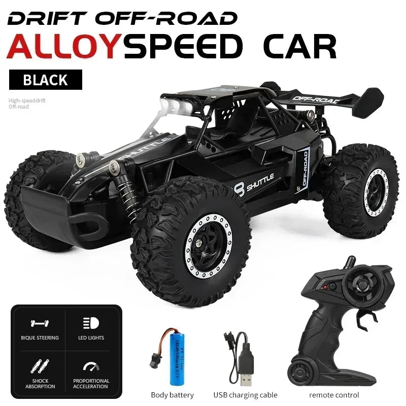 1:16 High-Speed 2WD Off-Road RC Car – 2.4G Remote Control Climbing Vehicle with LED Lights for Kids