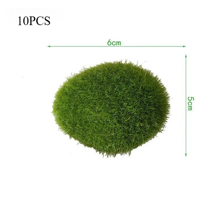 10PCS Artificial Moss Stones – Green Decorative Moss Balls for Home, Garden & Floral Arrangements