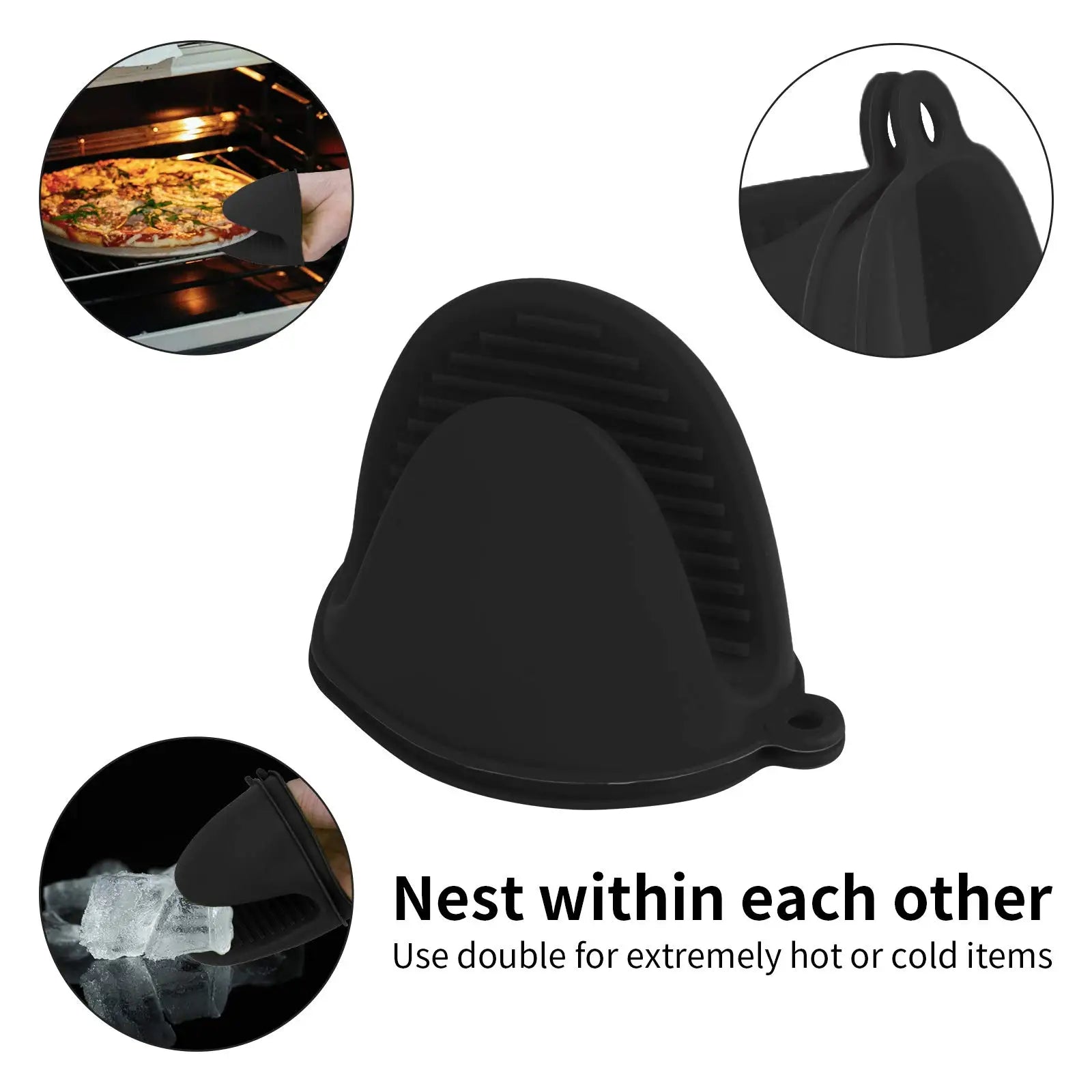 2Pcs Thick Silicone Oven Mitts – Heat Resistant, Non-Slip Anti-Scalding Pot Holders for Cooking & Baking