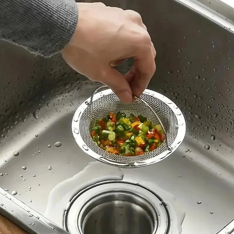 1pc Stainless Steel Kitchen Sink Strainer with Handle – Waste Catcher for RV, Dishwasher, and Restaurant Sinks