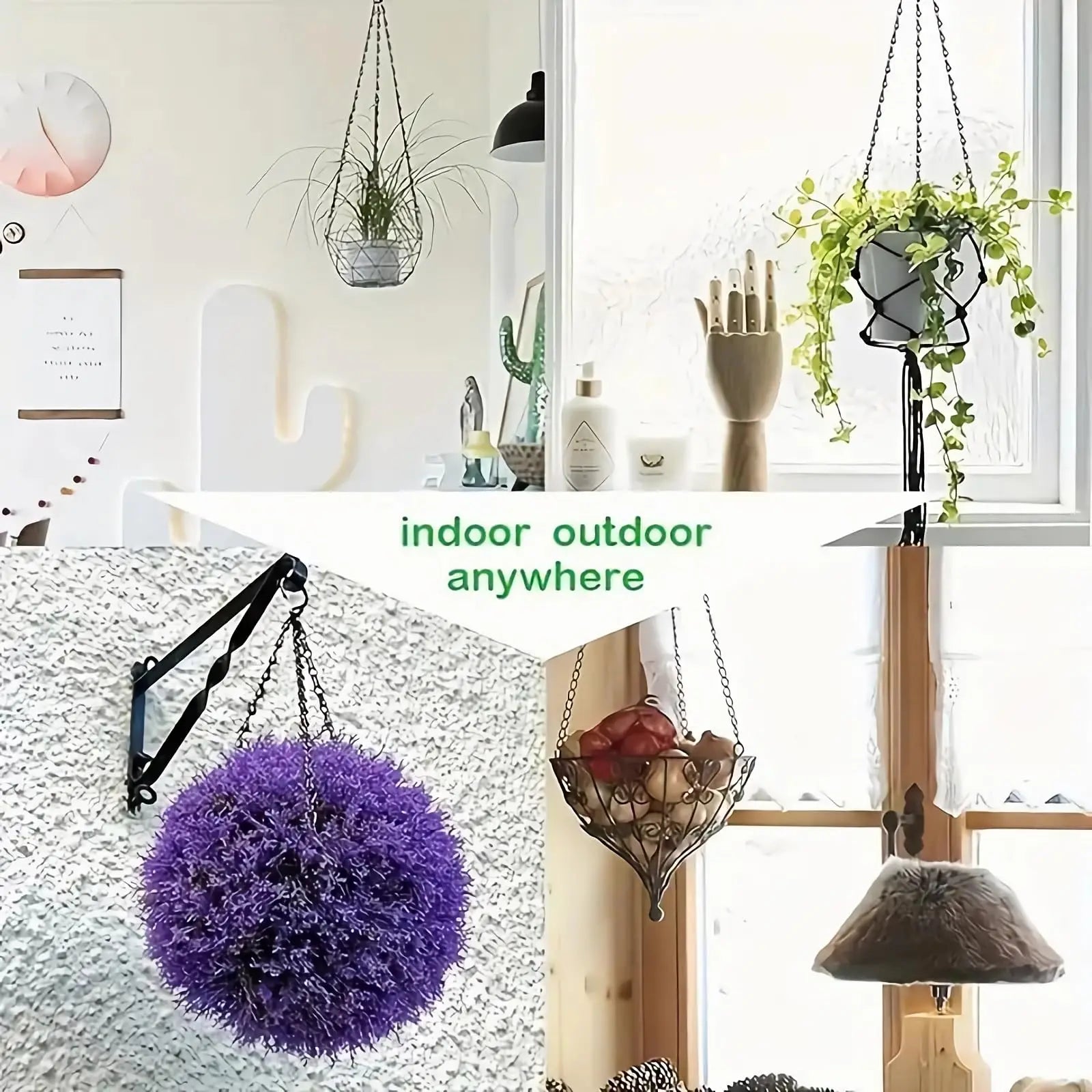 40cm Imitation Rattan Hanging Basket Flower Pot Chain With 3 Hooks Basin Hydroponic Plants Plant Grow Basin Home Garden Decor