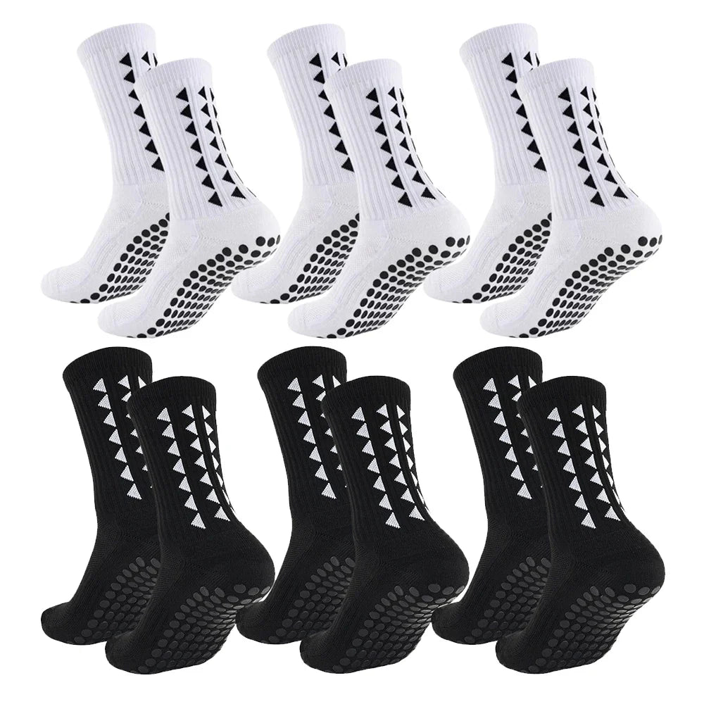 6 Pairs Football Grip Socks – Towel Bottom Sports Socks for Soccer, Rugby, Running & Cycling