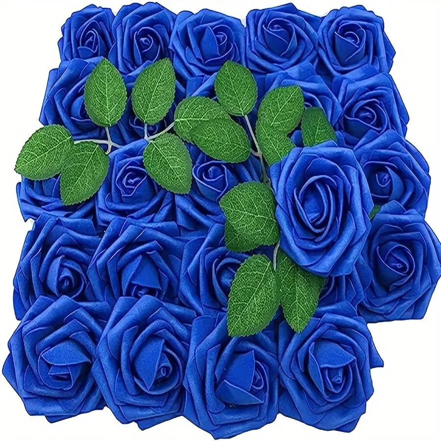 25Pcs Milk White Artificial Rose Flowers – Silk Fake Flower Stems for DIY Wedding Bouquets & Home Decor