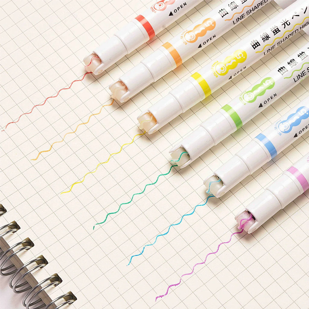 6Pcs/Set Flower Shape Outline Pens Highlighter Marker Curve Roller Tip Pen Cute Stationery Kawaii Graffiti School Acsesories