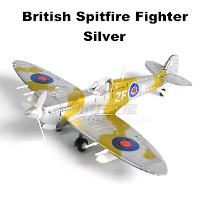 4D DIY Military Airplane Model – WW2 Fighter Building Blocks Set (22cm)
