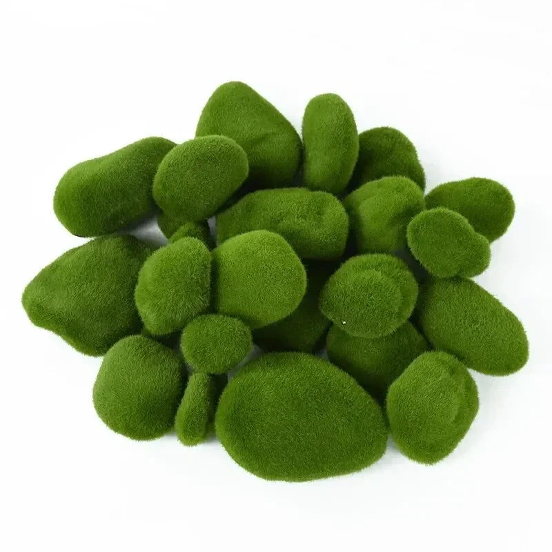 10PCS Artificial Moss Stones – Green Decorative Moss Balls for Home, Garden & Floral Arrangements