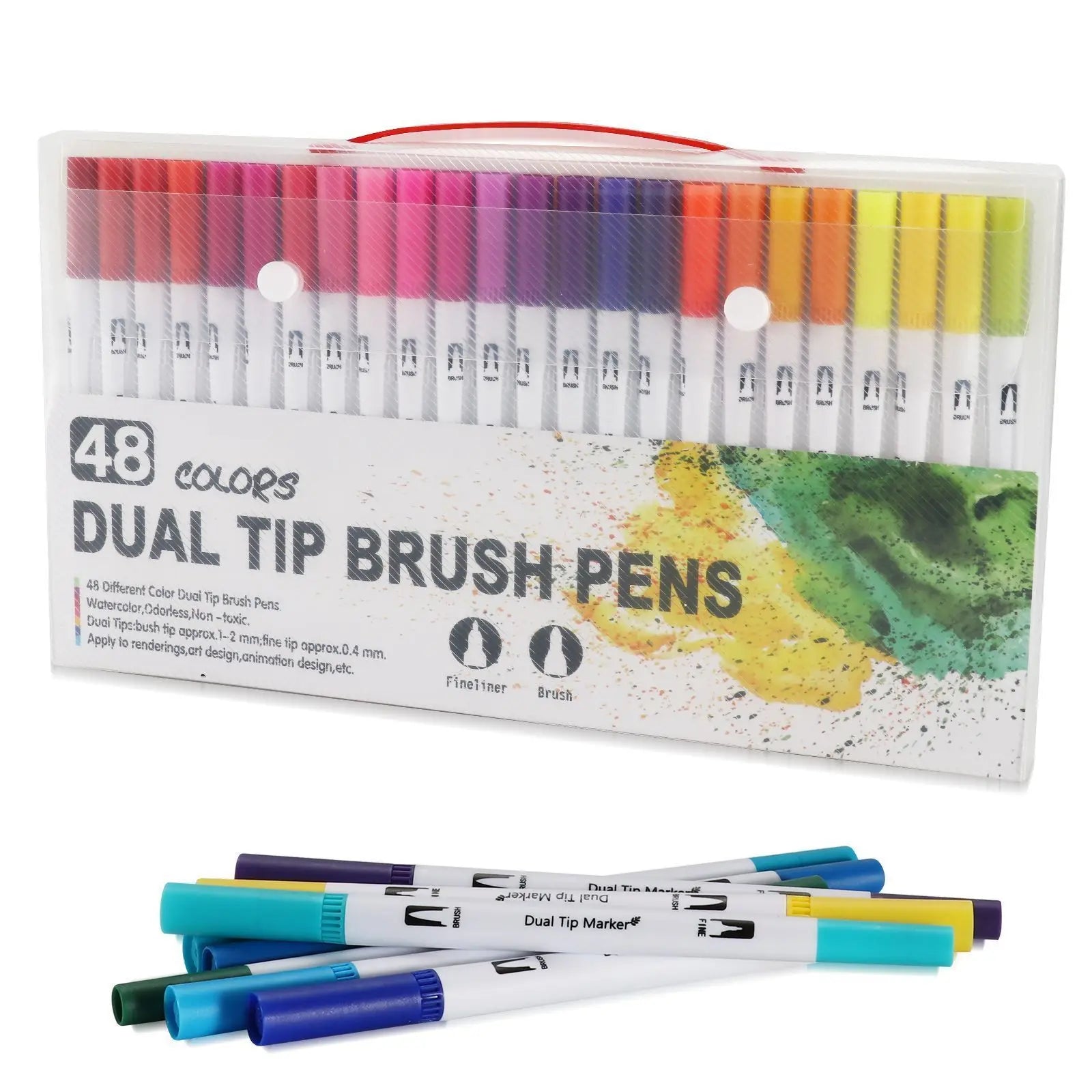 12–120 Colors Felt Tip Marker Set – Dual Brush Watercolor Pens for Drawing & Calligraphy