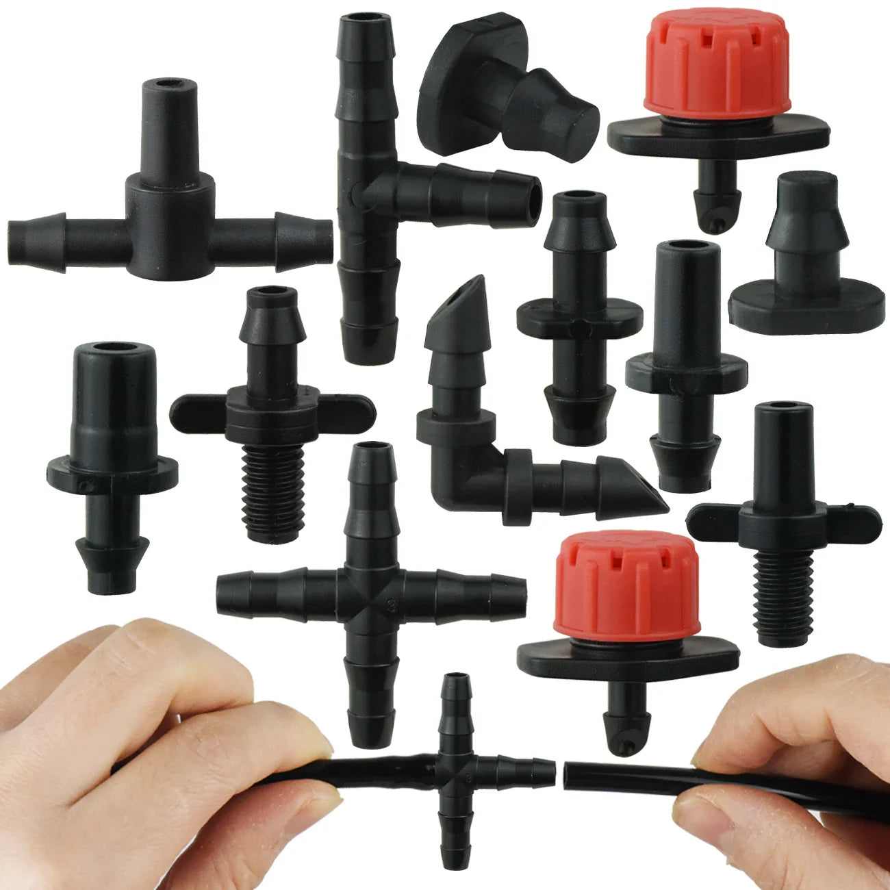 4/7mm Barbed Drip Irrigation Connectors – 1/4" Tubing Hose Fittings for Garden, Lawn & Flower Pots (1-50pcs)