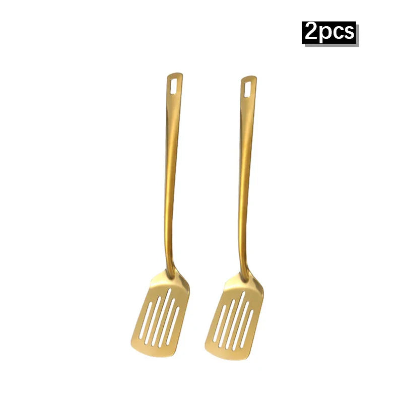 6pcs Stainless Steel Dinnerware Set Home Creative Korean Cutlery Golden Spoon Korean-style Hot Pot Cutlery Set Kitchenware Set