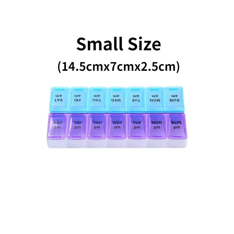 7-Day Travel Pill Organizer – Portable Weekly Pill Case with 14 Grids for Vitamins & Medications