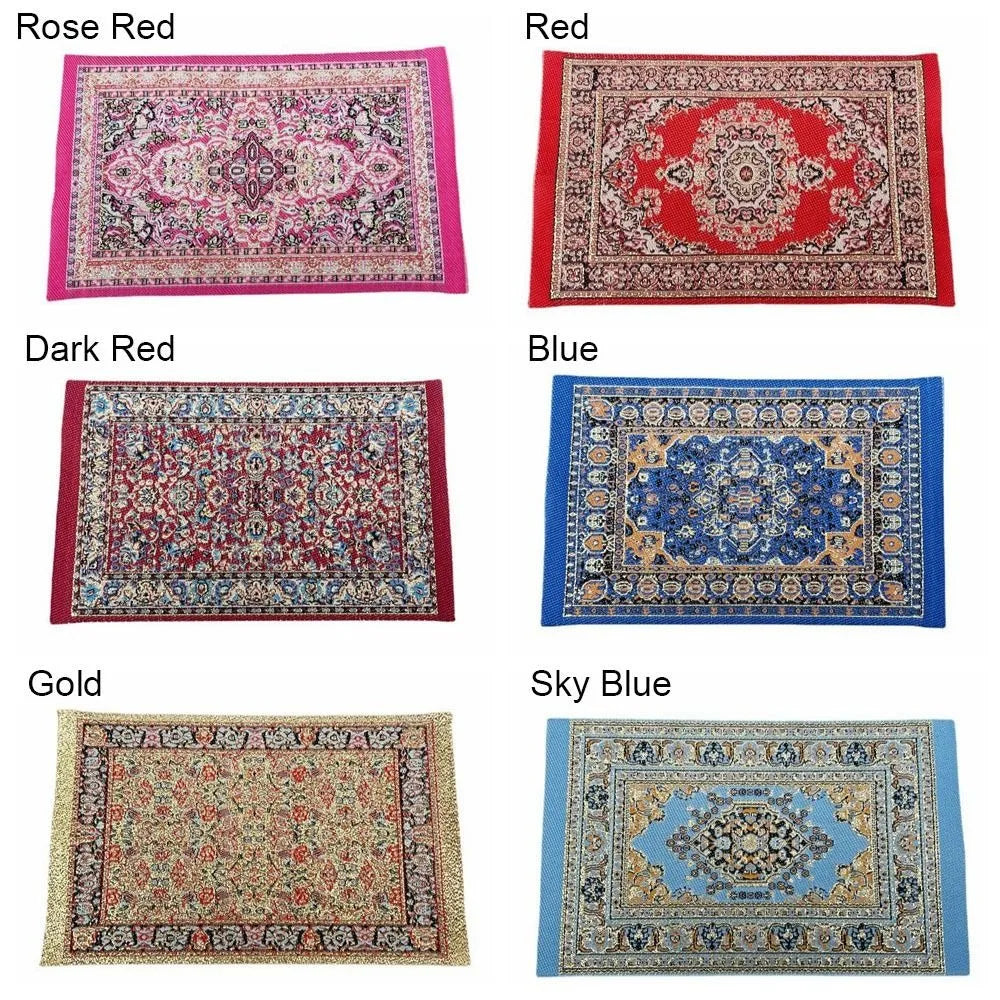 1:12 Scale Turkish Style Dollhouse Carpet – Miniature Weaving Rug for Doll Accessories & Mini House Decor
