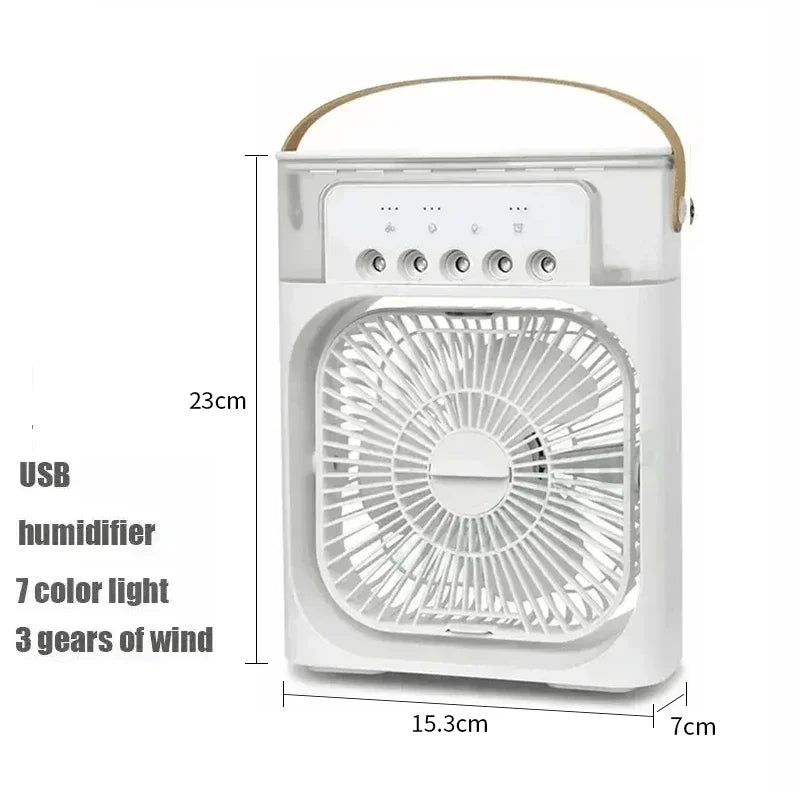 3-in-1 Portable Air Cooler Fan – Mini USB Humidifier, Air Conditioner & LED Night Light for Home, Office & Travel