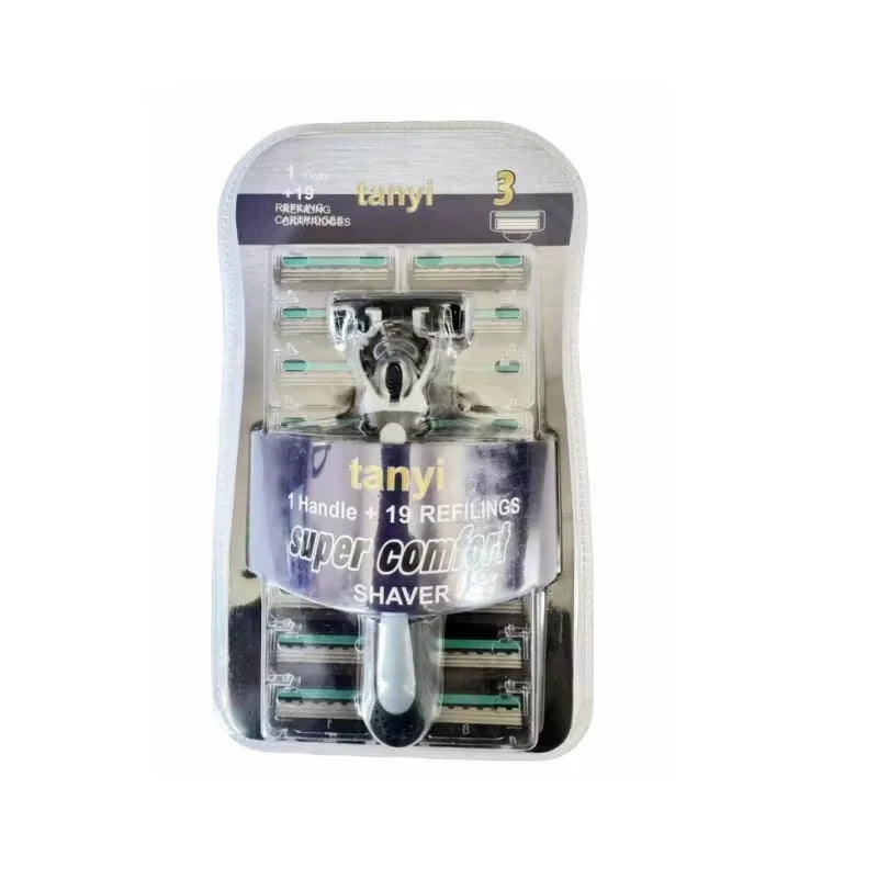 3-Layer Reusable Razor – Multi-Tool Shaving System with 18 Blades
