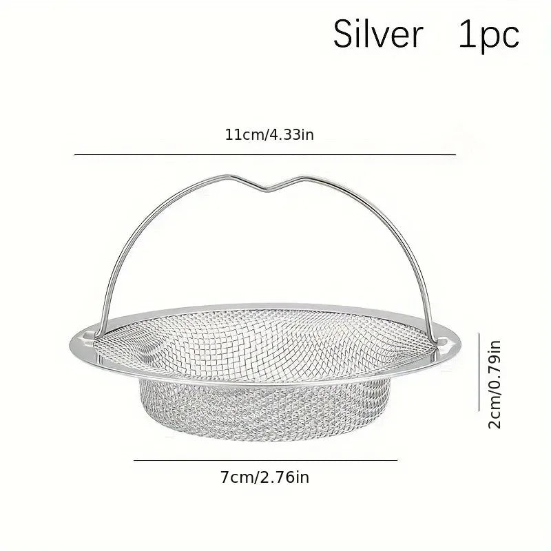 1pc Stainless Steel Kitchen Sink Strainer with Handle – Waste Catcher for RV, Dishwasher, and Restaurant Sinks